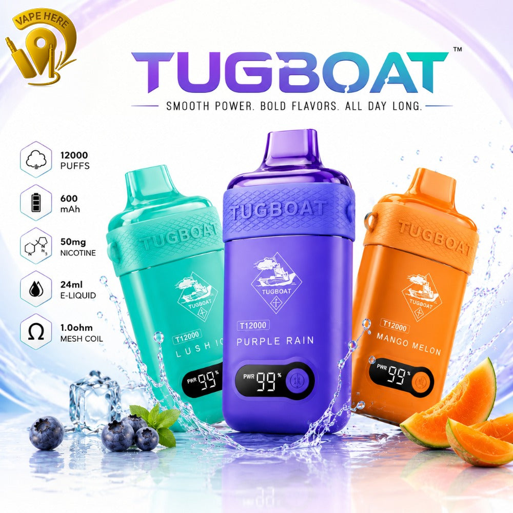 TUGBOAT T12000 DISPOSABLE VAPE 12000 PUFFS Ajman, Dubai