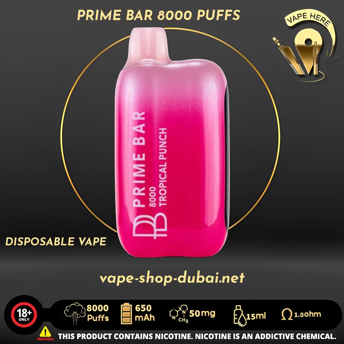 PRIME BAR 8000 PUFFS 50MG DISPOSABLE VAPE - Vape Here Store