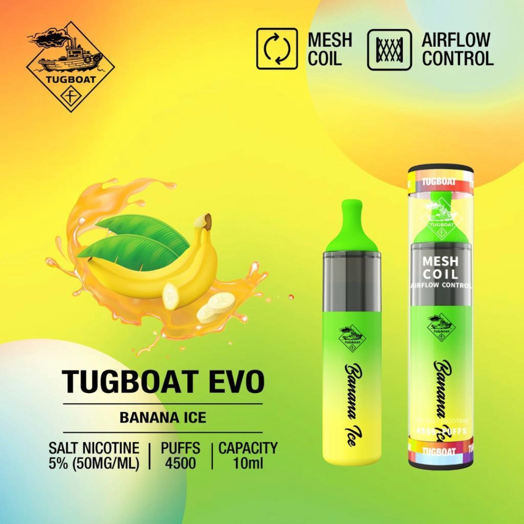 Tugboat EVO Disposable Vape Device 4500 Puffs 850mAh Banana Ice UAE Dubai