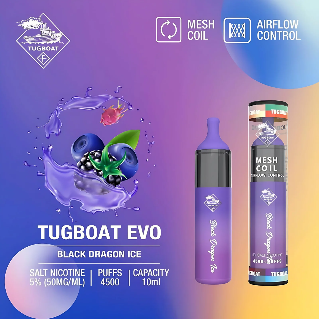 Tugboat EVO Disposable Vape Device 4500 Puffs 850mAh Black Dragon Ice UAE Ajman