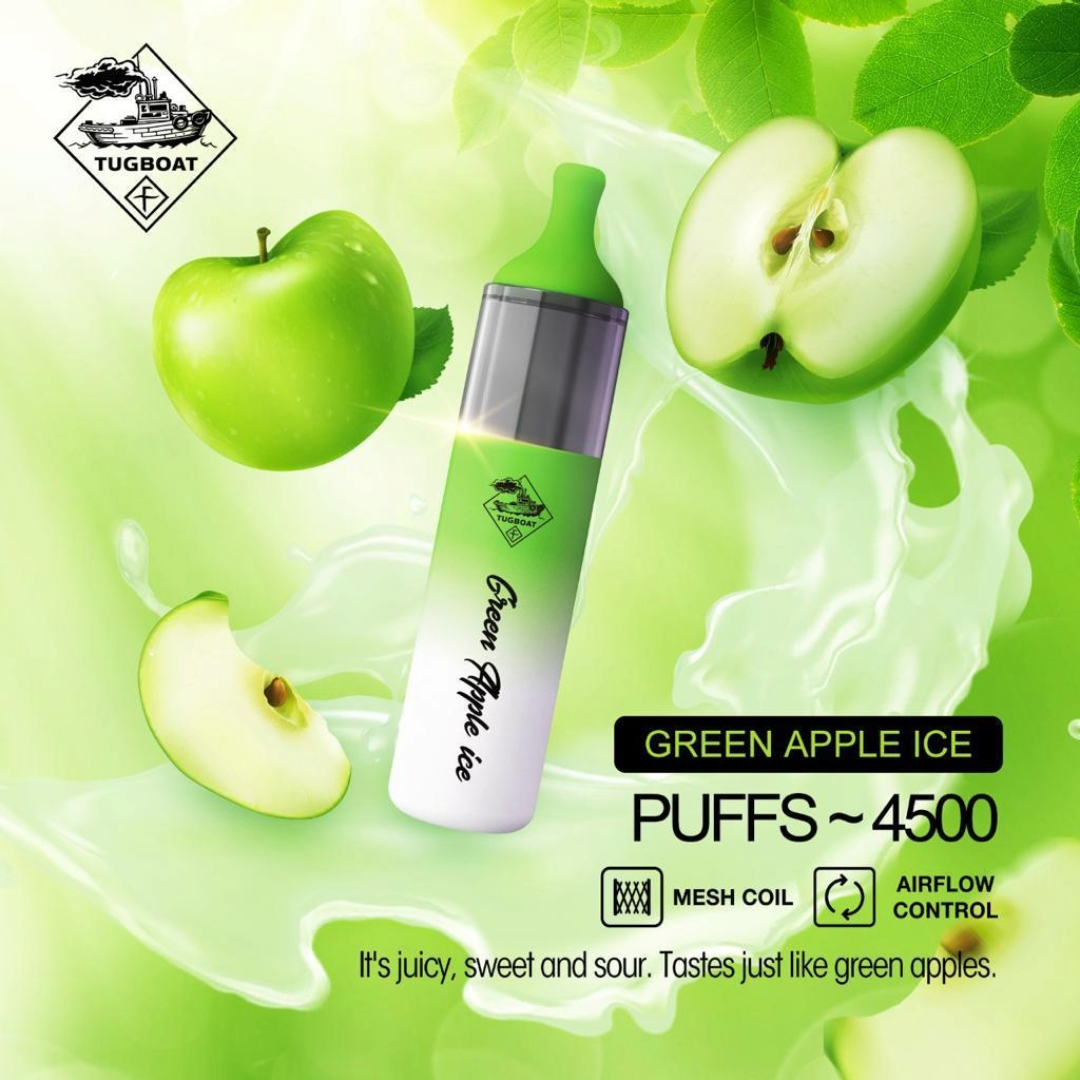 Tugboat EVO Disposable Vape Device 4500 Puffs 850mAh Green Apple Ice UAE Sharjah