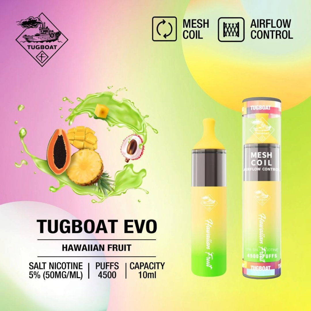 Tugboat EVO Disposable Vape Device 4500 Puffs 850mAh Hawaiian Fruit UAE Al Ain