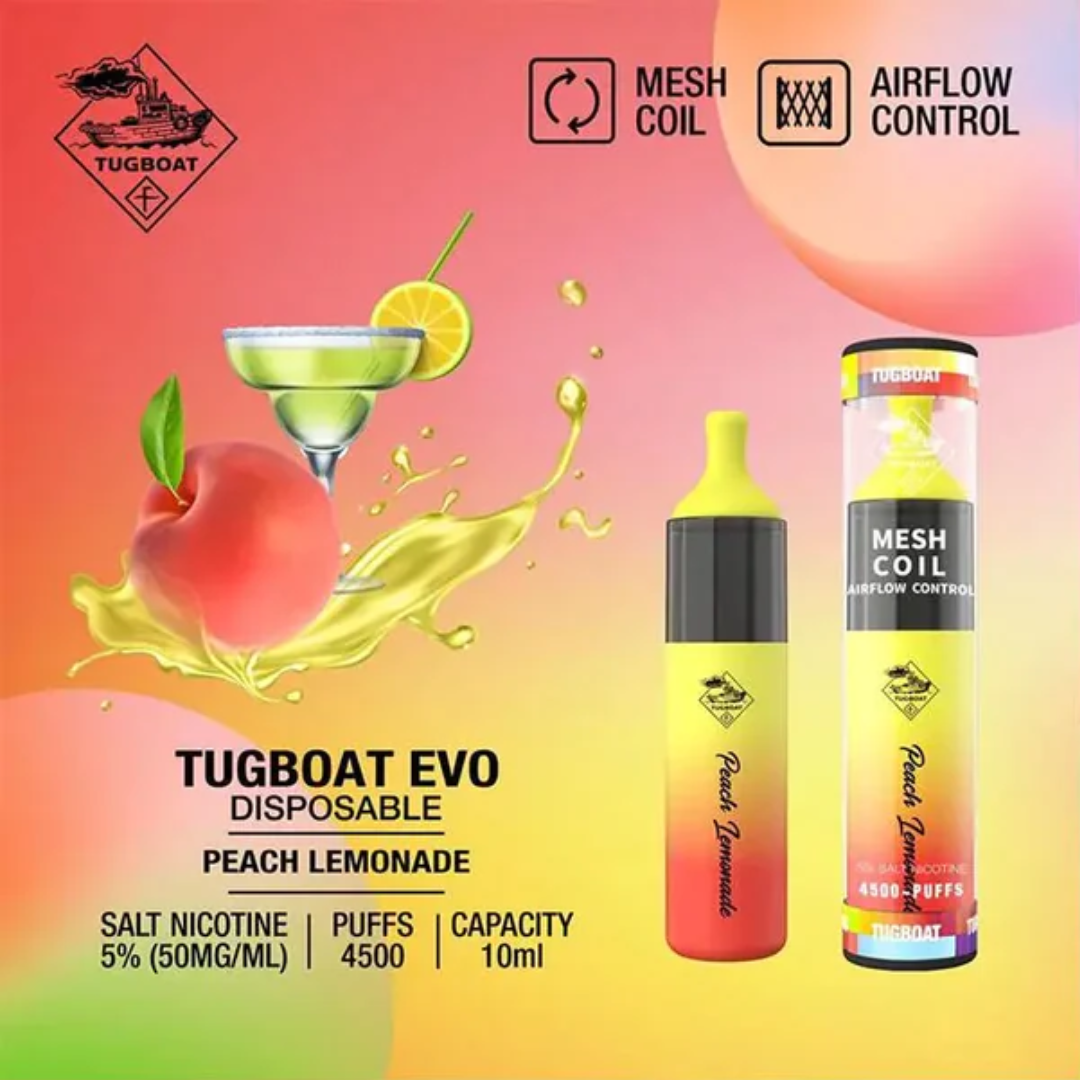 Tugboat EVO Disposable Vape Device 4500 Puffs 850mAh Peach Lemonade UAE Dubai