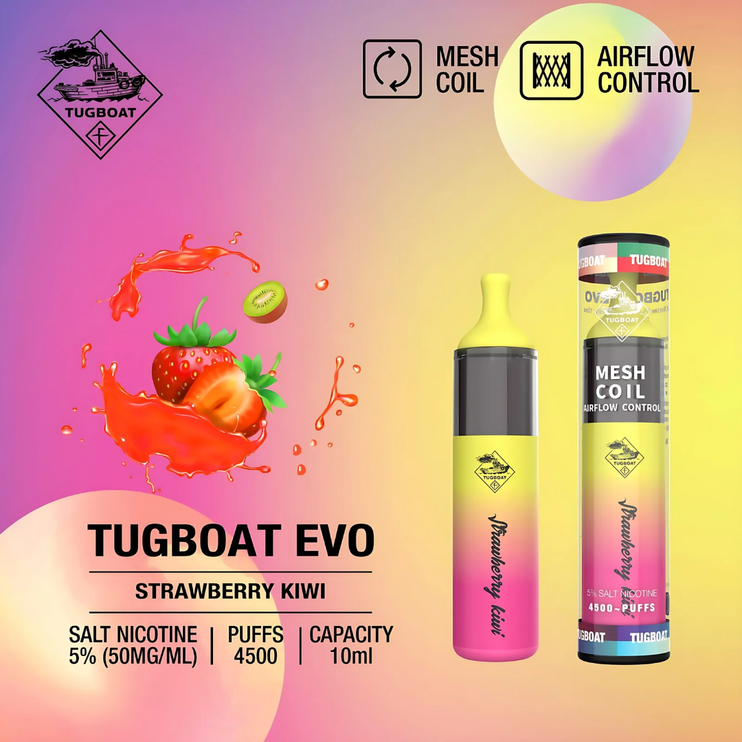 Tugboat EVO Disposable Vape Device 4500 Puffs 850mAh Strawberry Kiwi UAE Abu Dhabi