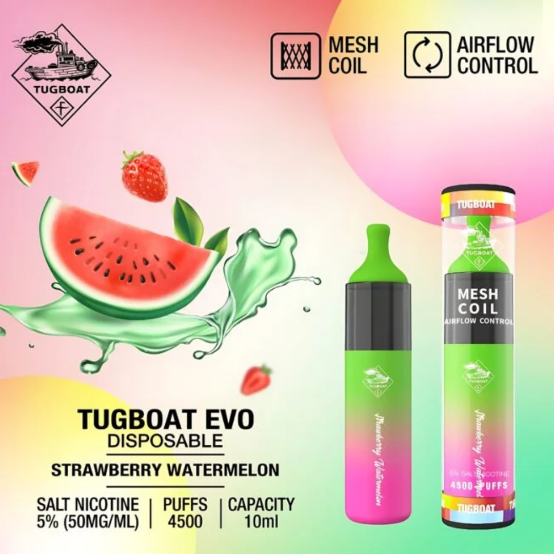 Tugboat EVO Disposable Vape Device 4500 Puffs 850mAh Strawberry Watermelon UAE Ajman