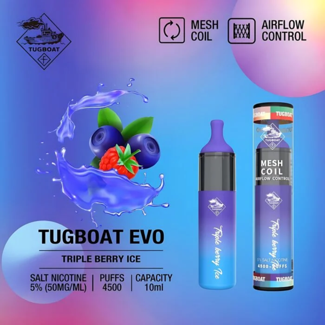 Tugboat EVO Disposable Vape Device 4500 Puffs 850mAh Triple Berry Ice UAE Sharjah