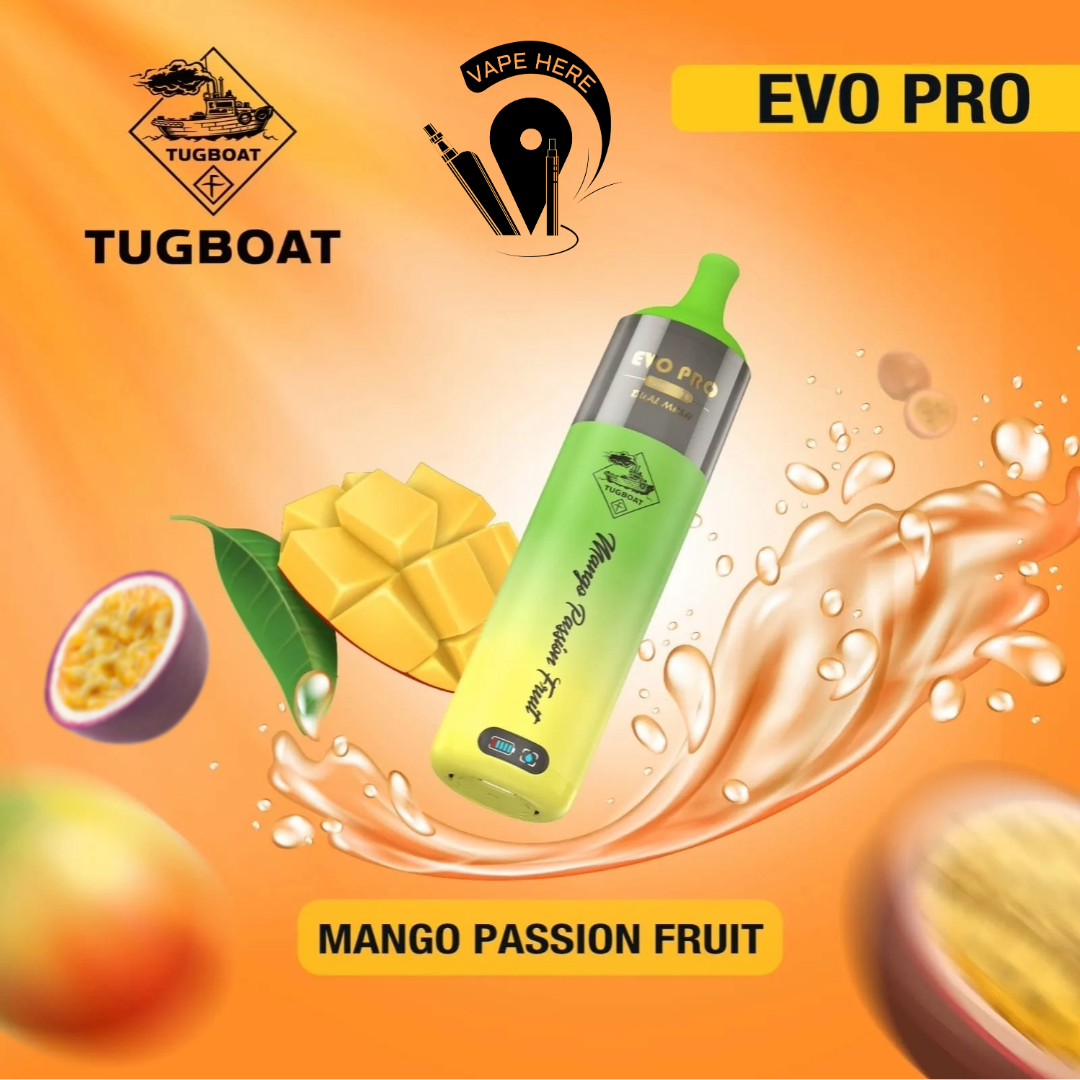 Tugboat EVO PRO 15000 Puffs Disposable Vape Mango Passionfruit UAE Abu Dhabi