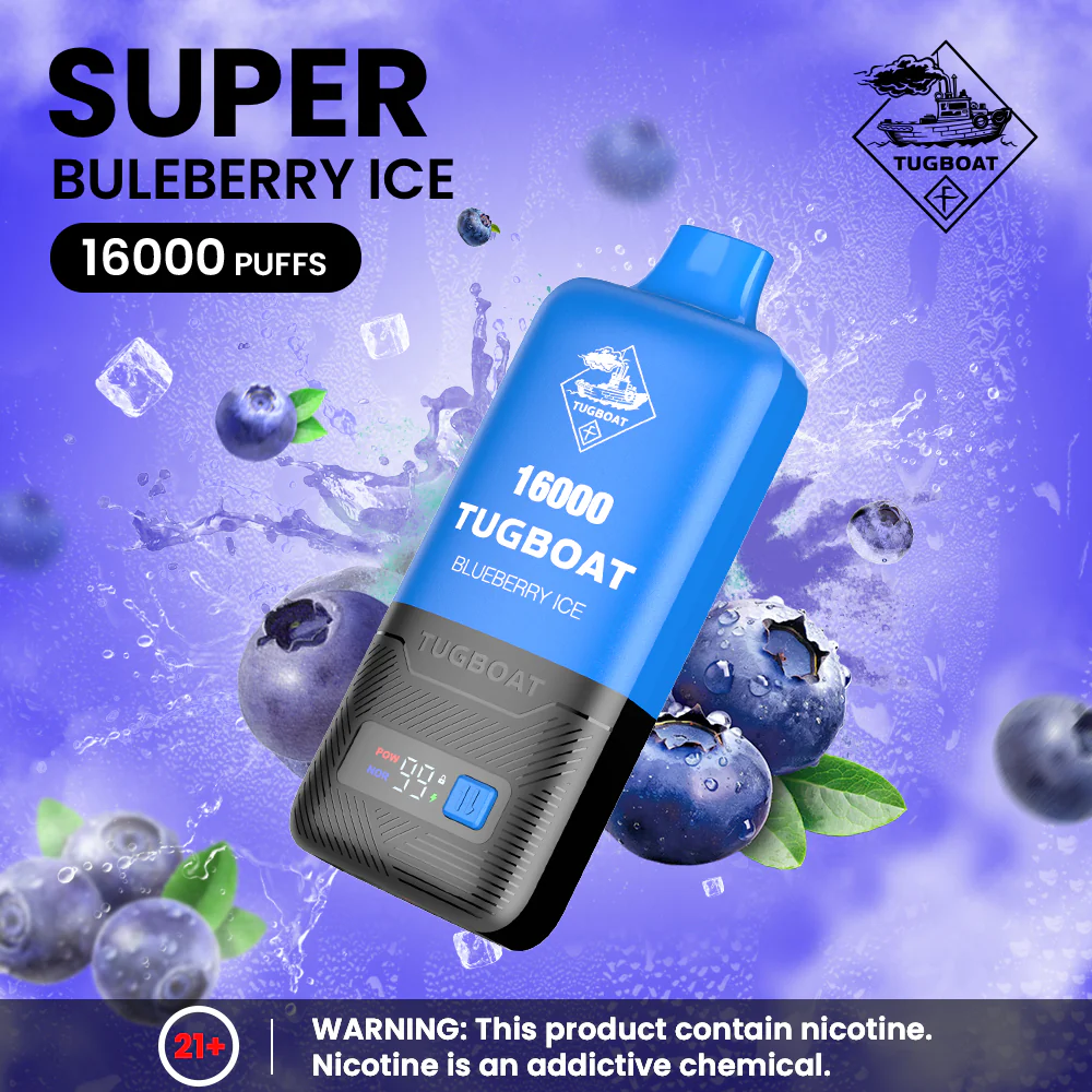 Tugboat 16000 SUPER POD Disposable Vape Blueberry Ice UAE Ras Al Khaimah