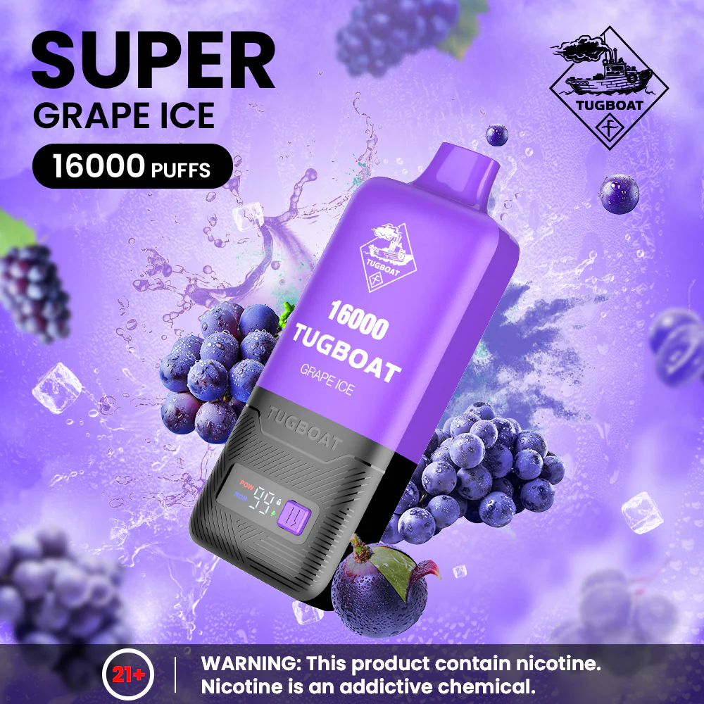 Tugboat 16000 SUPER POD Disposable Vape Grape Ice UAE Umm Al Quwain