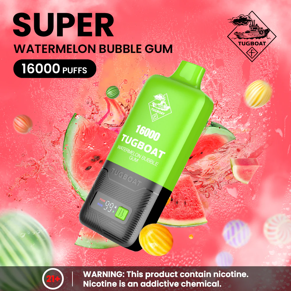 Tugboat 16000 SUPER POD Disposable Vape Watermelon Bubblegum UAE Al Ain