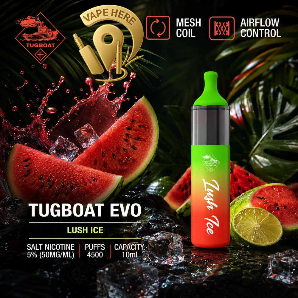 Tugboat EVO Disposable Vape Device 4500 Puffs 850mAh LUSH ICE UAE AL AIN 