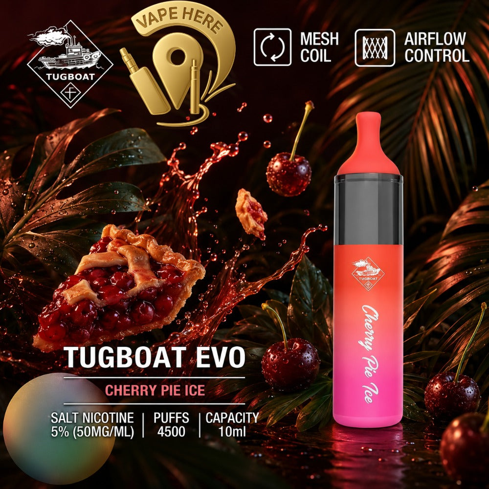 Tugboat EVO Disposable Vape Device 4500 Puffs 850mAh CHERRY PIE ICE UAE ABU DHABI 