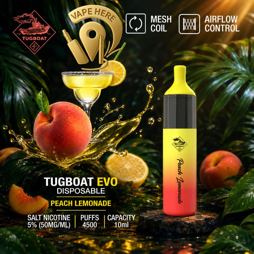 Tugboat EVO Disposable Vape Device 4500 Puffs 850mAh PEACH LEMONADE UAE AJMAN 
