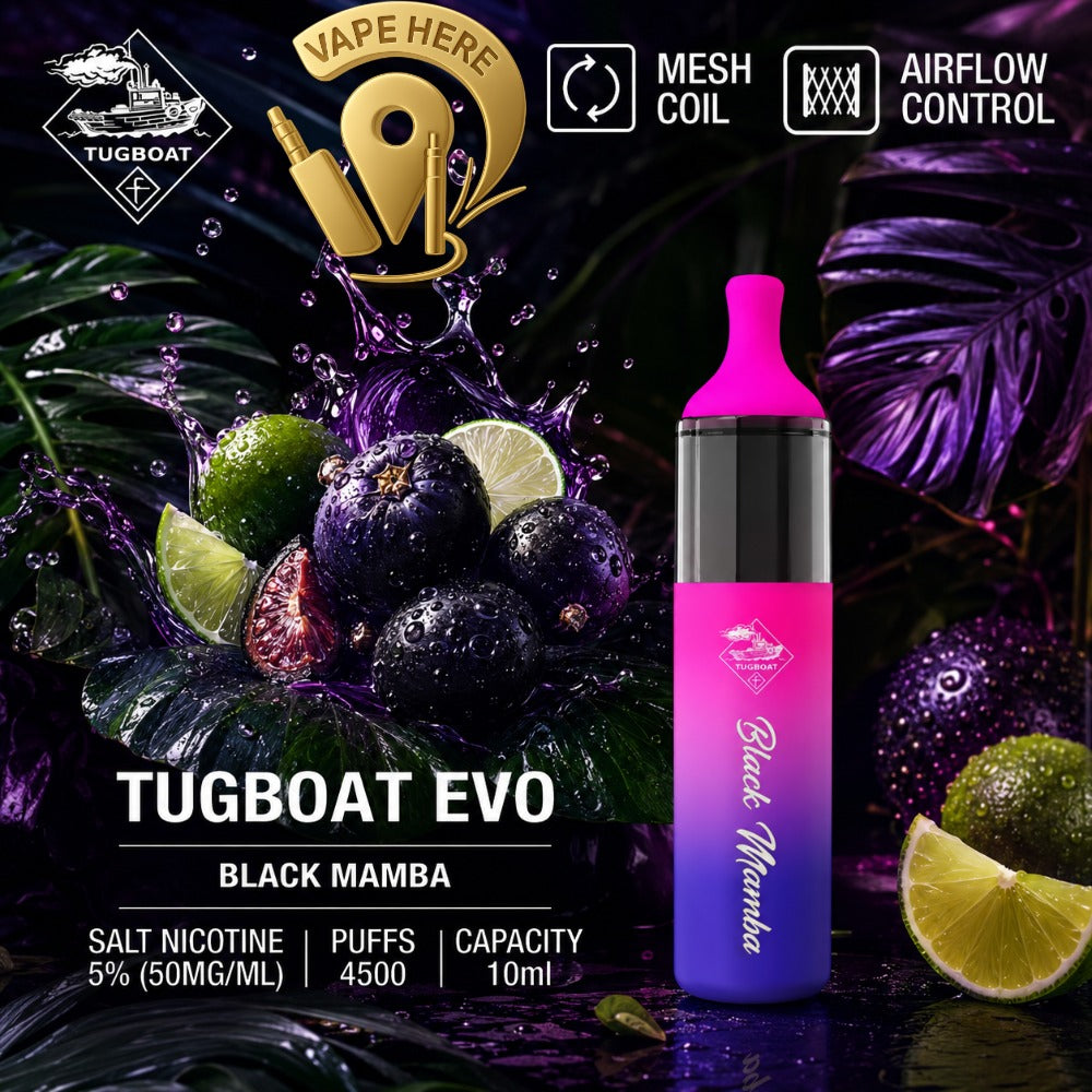 Tugboat EVO Disposable Vape Device 4500 Puffs 850mAh BLACK MAMBA UAE DUBAI 
