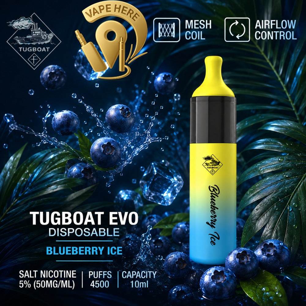 Tugboat EVO Disposable Vape Device 4500 Puffs 850mAh BLUEBERRY ICE UAE SHARJAH 