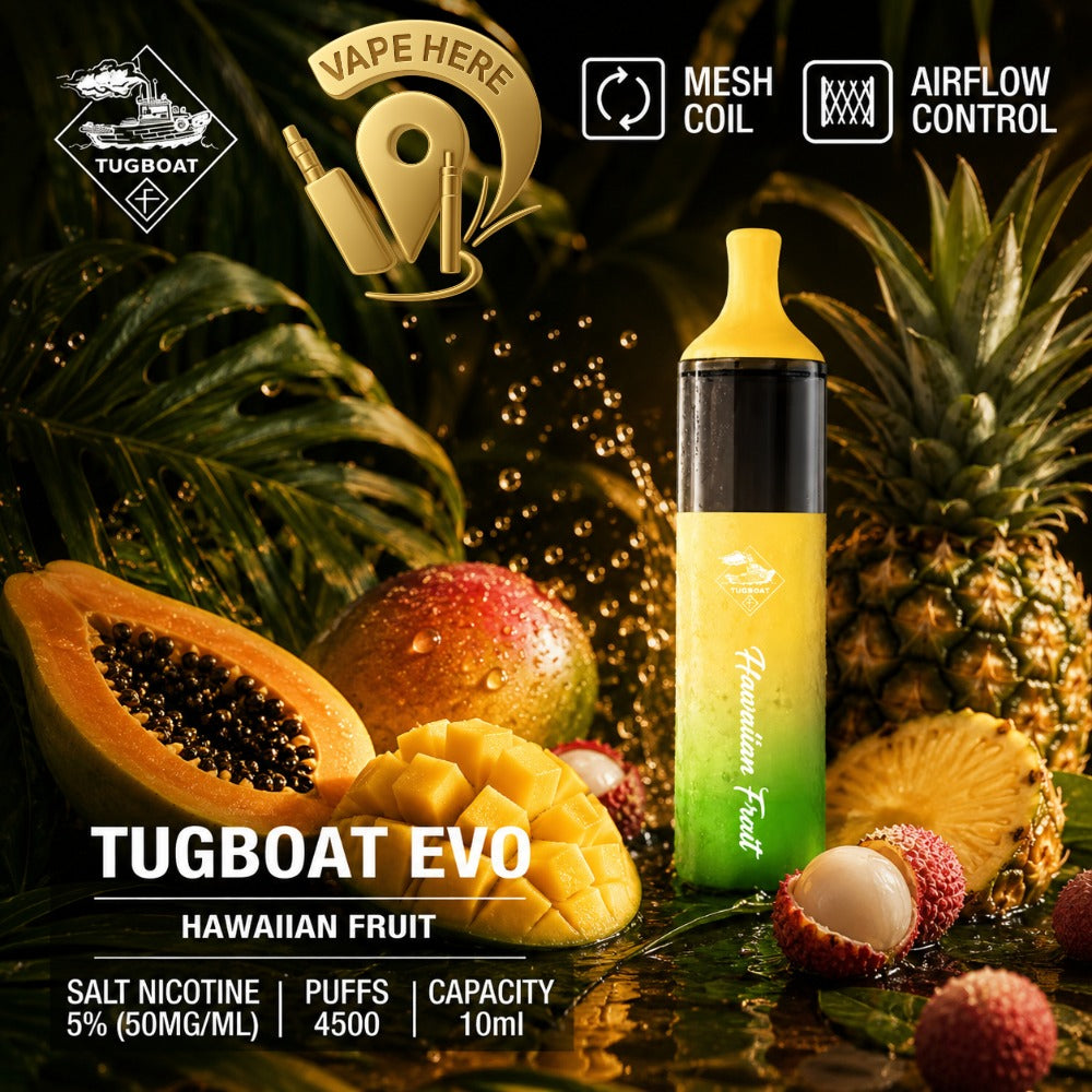 Tugboat EVO Disposable Vape Device 4500 Puffs 850mAh HAWAIIAN FRUIT ABU DHABI 