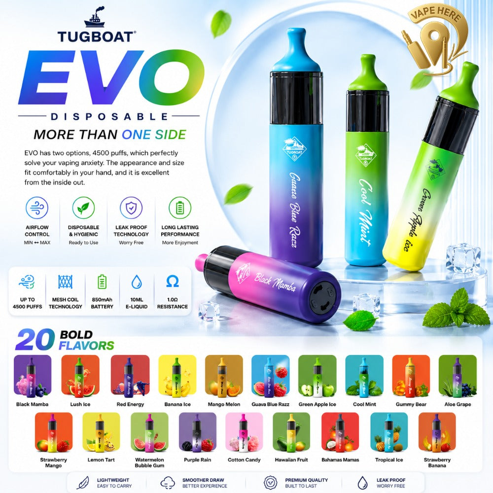 Tugboat EVO Disposable Vape Device 4500 Puffs 850mAh UAE Dubai