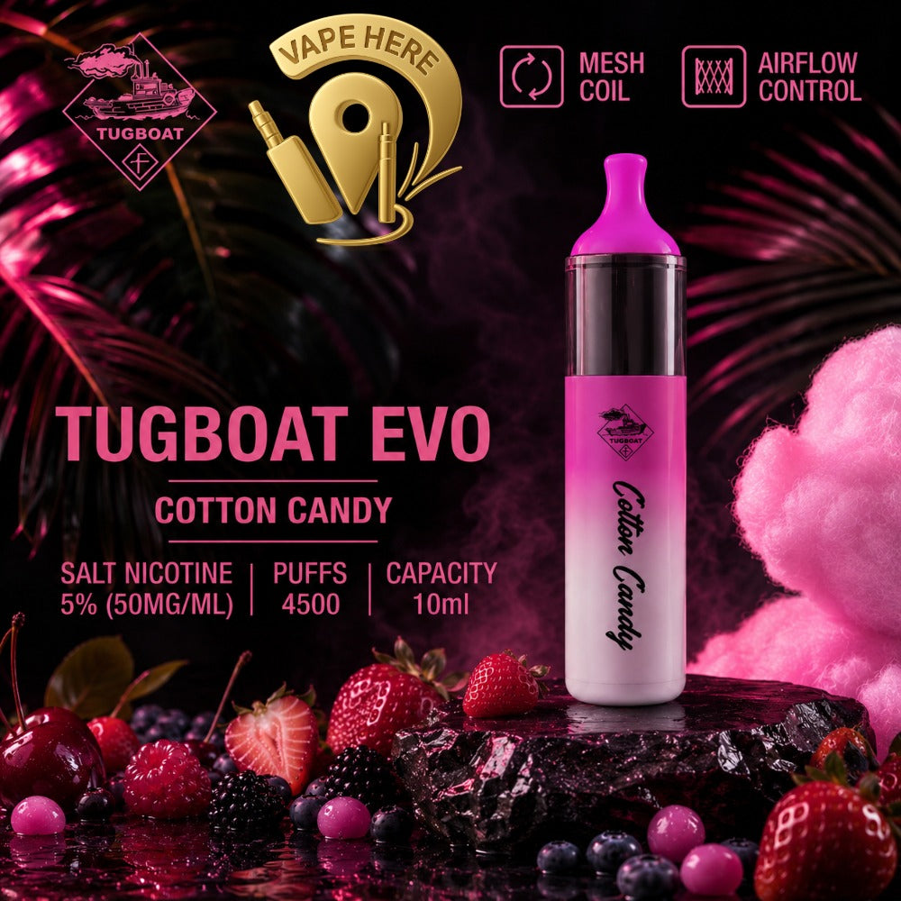 Tugboat EVO Disposable Vape Device 4500 Puffs 850mAh COTTON CANDY UAE AL AIN 