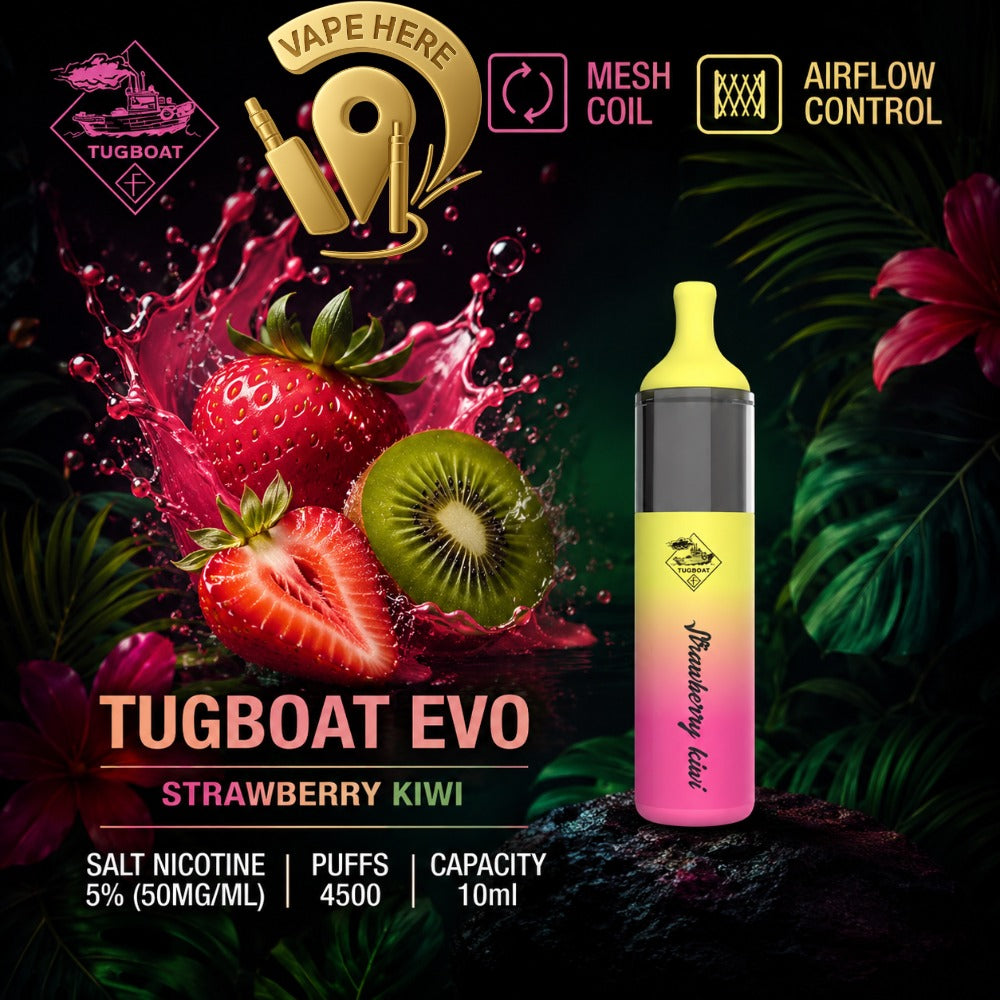 Tugboat EVO Disposable Vape Device 4500 Puffs 850mAh STRAWBERRY KIWI UAE AL AIN 