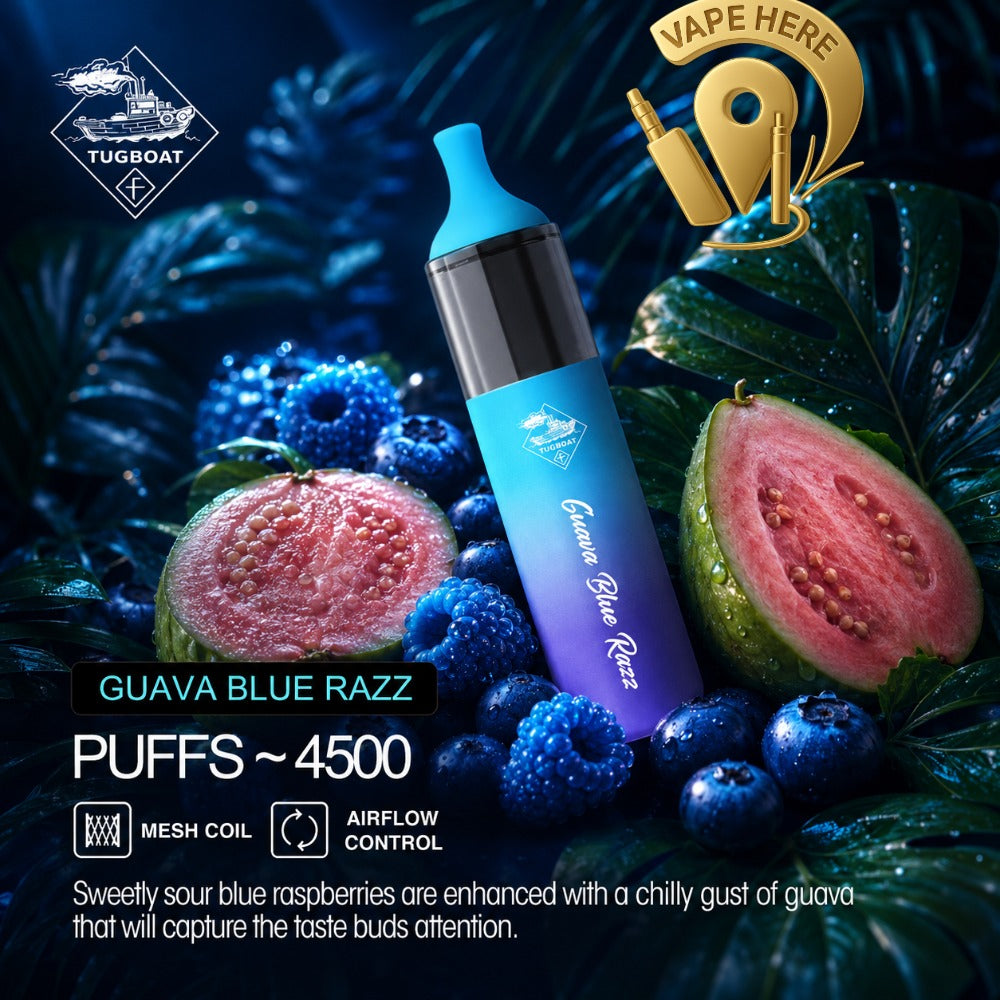 Tugboat EVO Disposable Vape Device 4500 Puffs 850mAh GUAVA BLUE RAZZ UAE AJMAN  