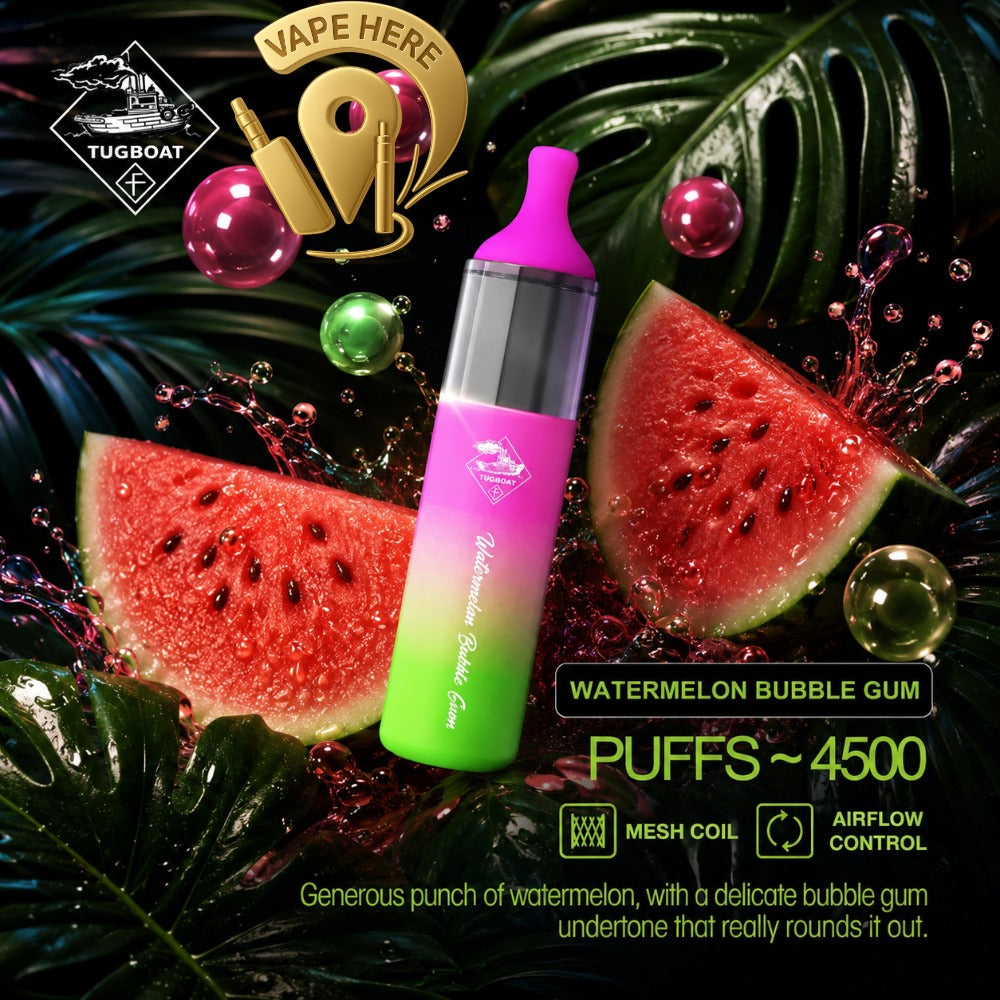 Tugboat EVO Disposable Vape Device 4500 Puffs 850mAh WATERMELON BUBBLEGUM UAE AL AIN 