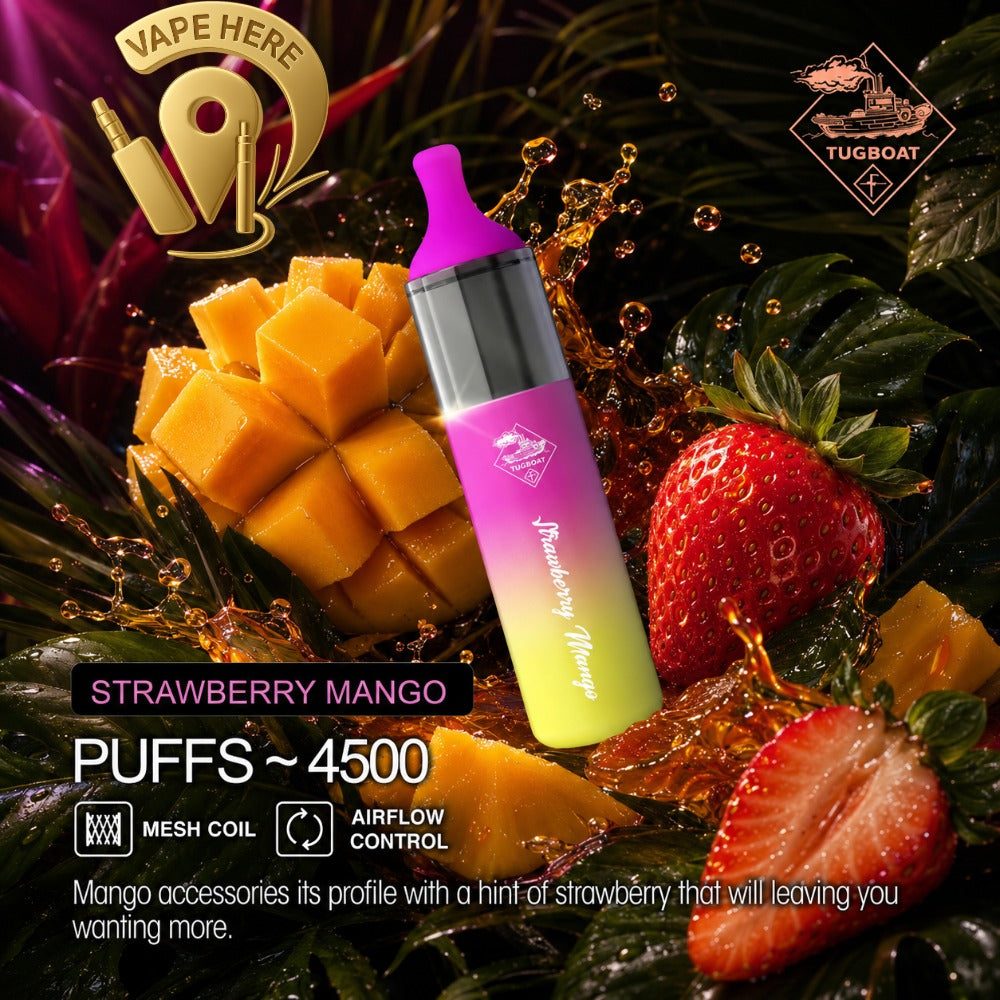 Tugboat EVO Disposable Vape Device 4500 Puffs 850mAh STRAWBERRY MANGO UAE RAS ALKHAIMAH 