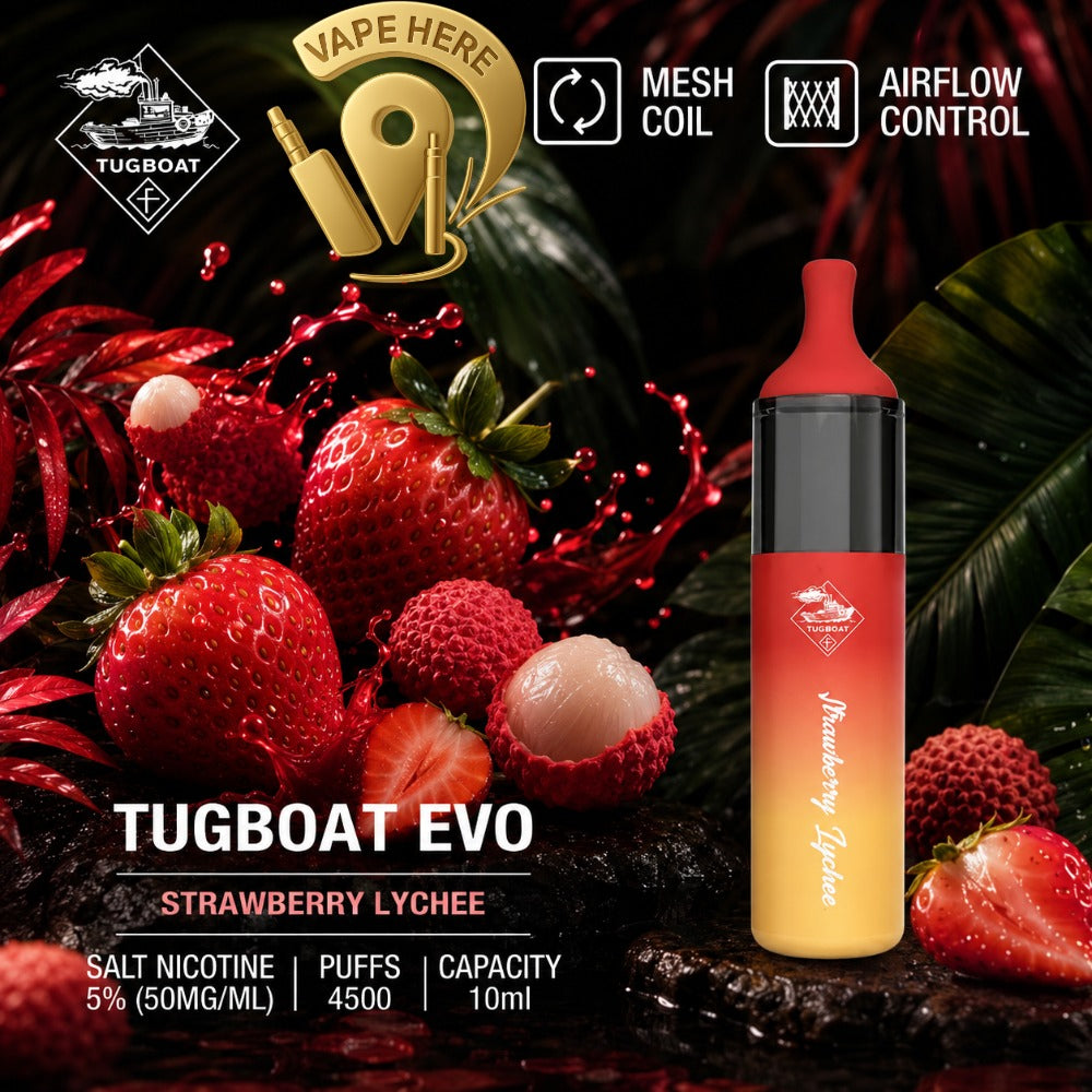 Tugboat EVO Disposable Vape Device 4500 Puffs 850mAh STRAWBERRY LYCHEE UAE AJMAN 