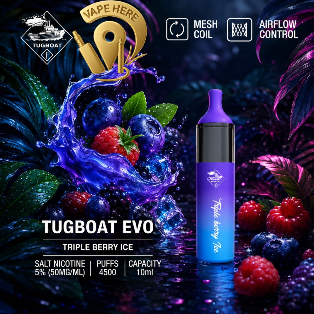 Tugboat EVO Disposable Vape Device 4500 Puffs 850mAh TRIPLE BERRY ICE UAE ABU DHABI 