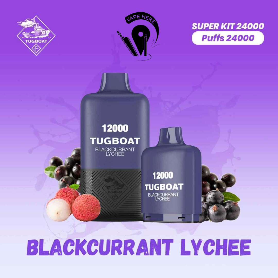 Tugboat Super Kit 24000 Puffs Disposable Vape Blackcurrant Lychee UAE Umm Al Quwain