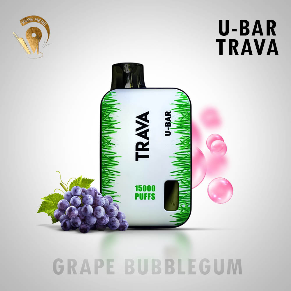 U-Bar Trava 15000 Puffs Disposable Vape Grape Bubblegum UAE Sharjah