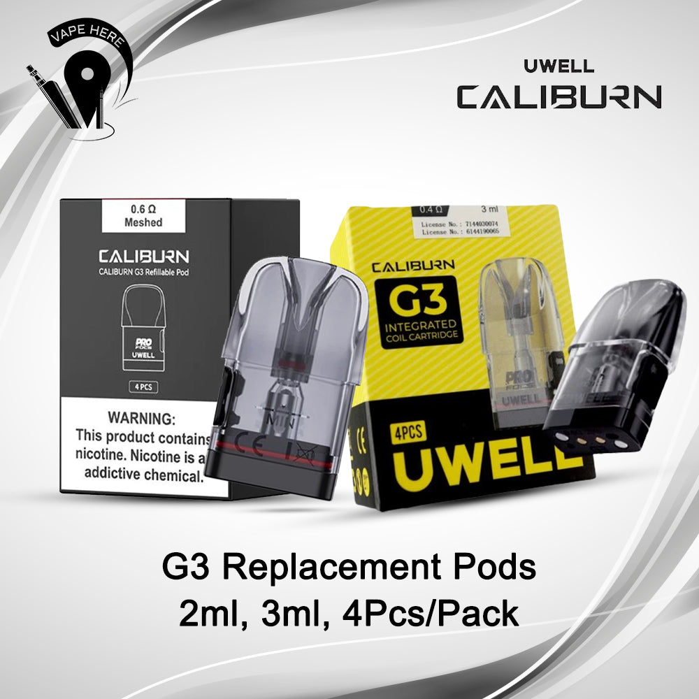 UWELL CALIBURN G3 Replacement Empty Pod Cartridge 4 Pc/Pack | Vape Here Store UWELL CALIBURN G3 Replacement Empty Pod Cartridge 4 Pc/Pack | Vape Here Store