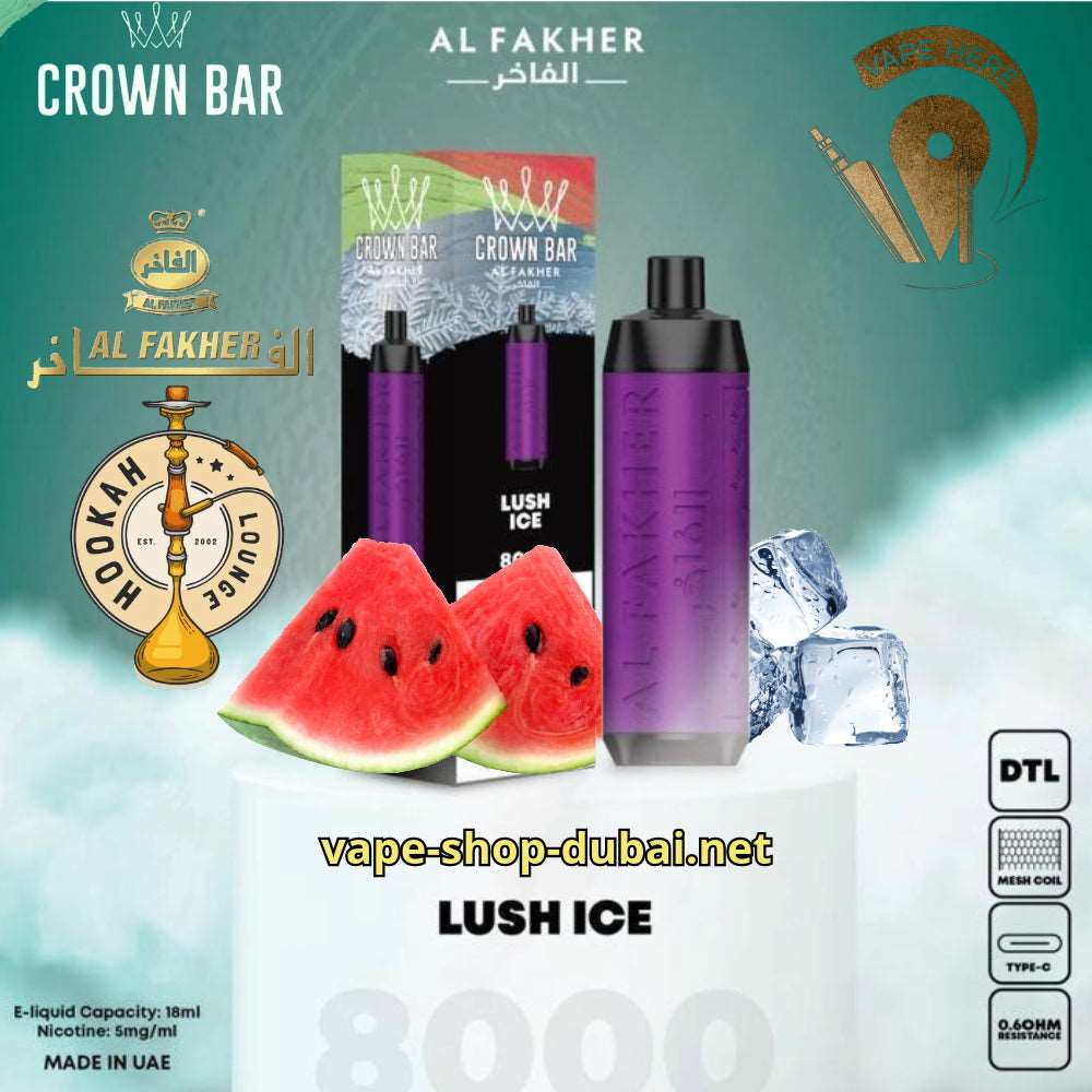 AL FAKHER CROWN BAR 8000 PUFFS LUSH ICE 