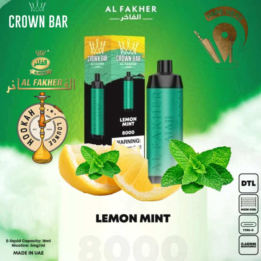 AL FAKHER CROWN BAR 8000 PUFFS LEMON MINT