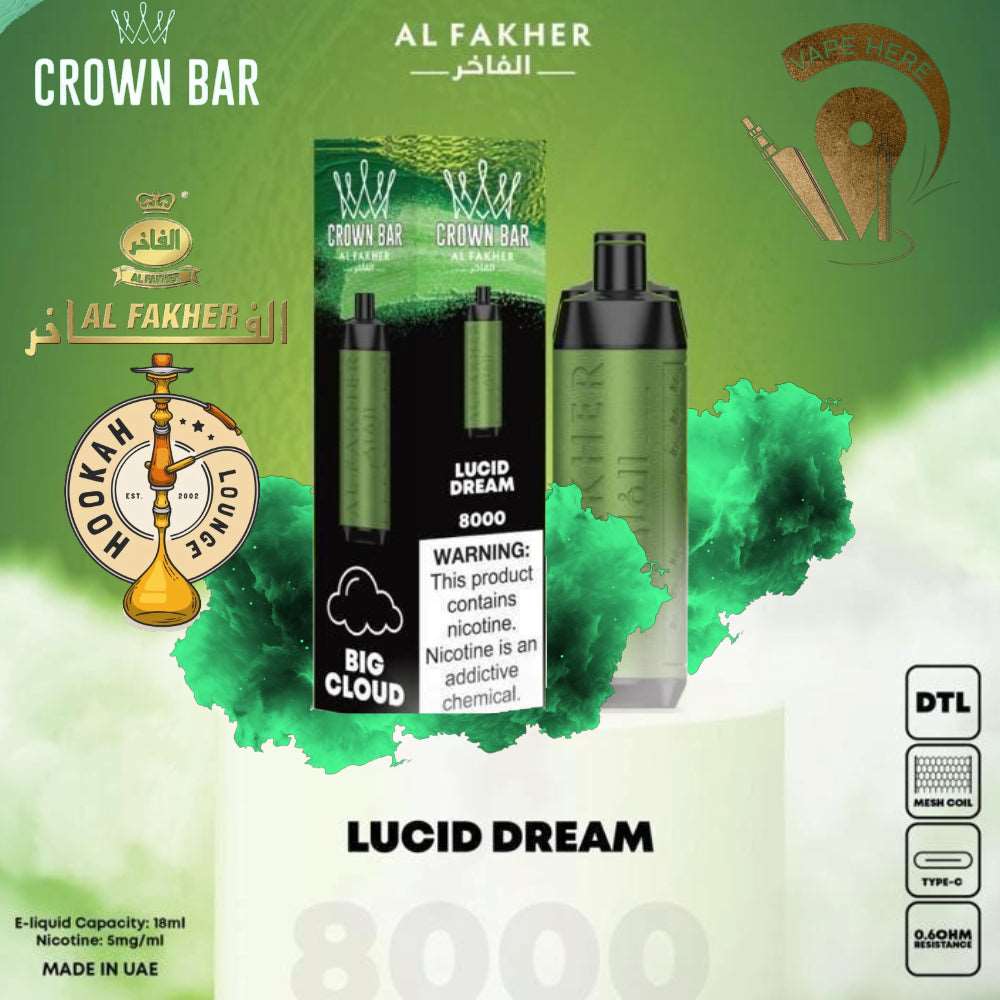 AL FAKHER CROWN BAR 8000 PUFFS LUCID DREAM