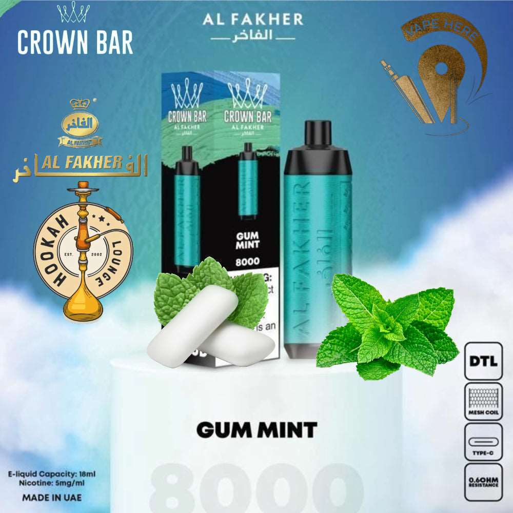 AL FAKHER CROWN BAR 8000 PUFFS GUM MINT