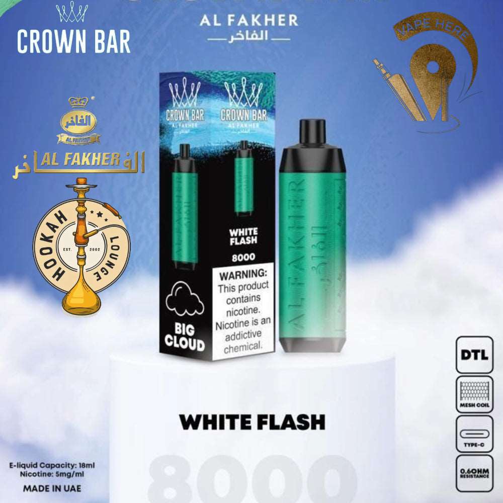 AL FAKHER CROWN BAR 8000 PUFFS WHITE FLASH