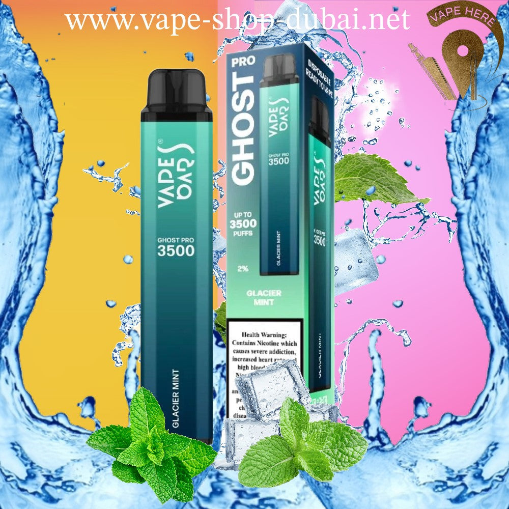 VAPES BAR - GHOST PRO 3500 PUFFS 0MG DISPOSABLE VAPE Glacier Mint UAE Abu Dhabi