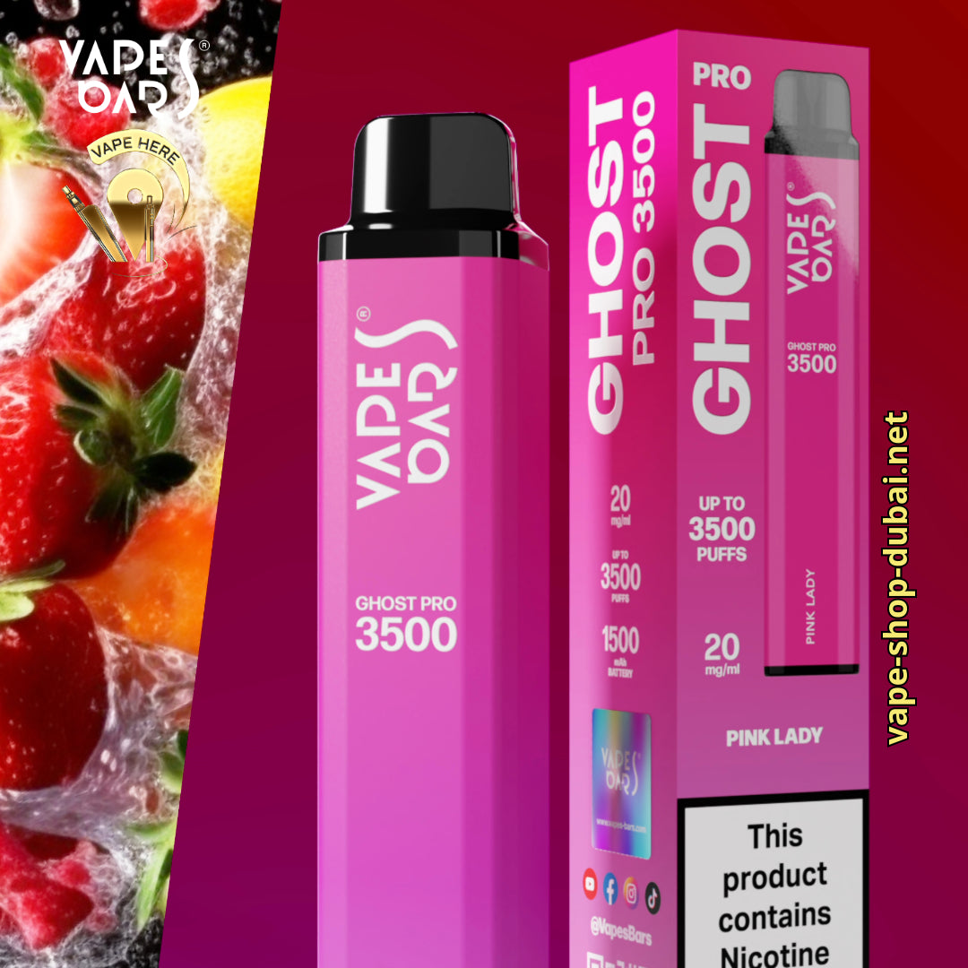 VAPES BAR - GHOST PRO 3500 PUFFS DISPOSABLE VAPE Pink Lady UAE Abu Dhabi