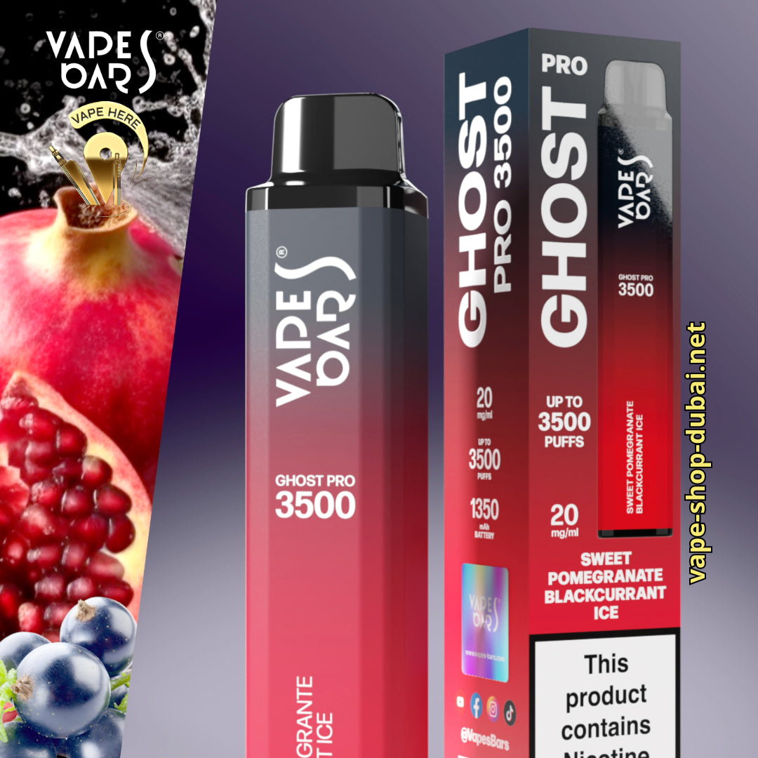 VAPES BAR - GHOST PRO 3500 PUFFS DISPOSABLE VAPE Sweet Pomegranate Blackcurrant Ice  UAE Abu Dhabi