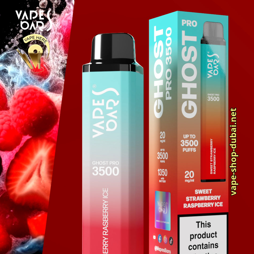 VAPES BAR - GHOST PRO 3500 PUFFS DISPOSABLE VAPE Sweet Strawberry Raspberry UAE Dubai