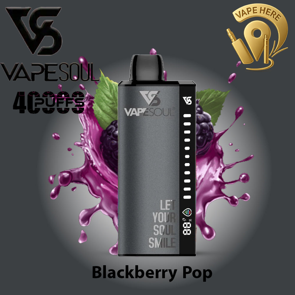 VAPESOUL 40K Puffs  20mg - Disposable Vape Blackberry Pop  UAE Abu Dhabi 