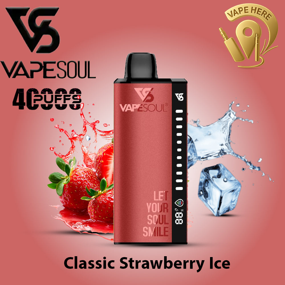 VAPESOUL 40K Puffs  20mg - Disposable Vape Classic Strawberry Ice UAE Abu Dhabi 