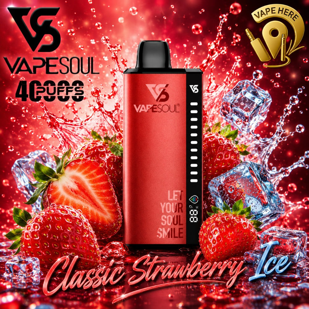 VAPESOUL 40K Puffs  20mg - Disposable Vape Classic Strawberry Ice Dubai, UAE