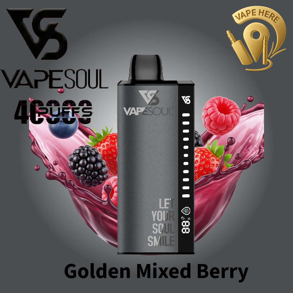 VAPESOUL 40K Puffs  20mg - Disposable Vape Golden Mixed Berry UAE Ajman 