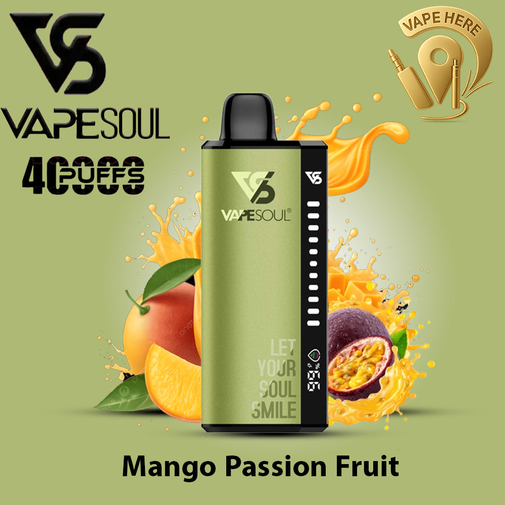 VAPESOUL 40K Puffs  20mg - Disposable Vape Mango Passion Fruit  UAE Dubai 
