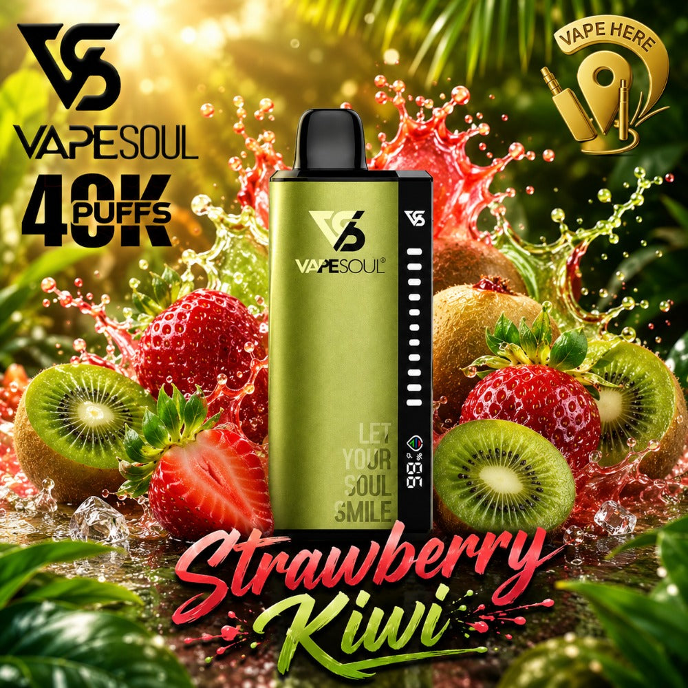VAPESOUL 40K Puffs  20mg - Disposable Vape Strawberry Kiwi Abu Dhabi UAE