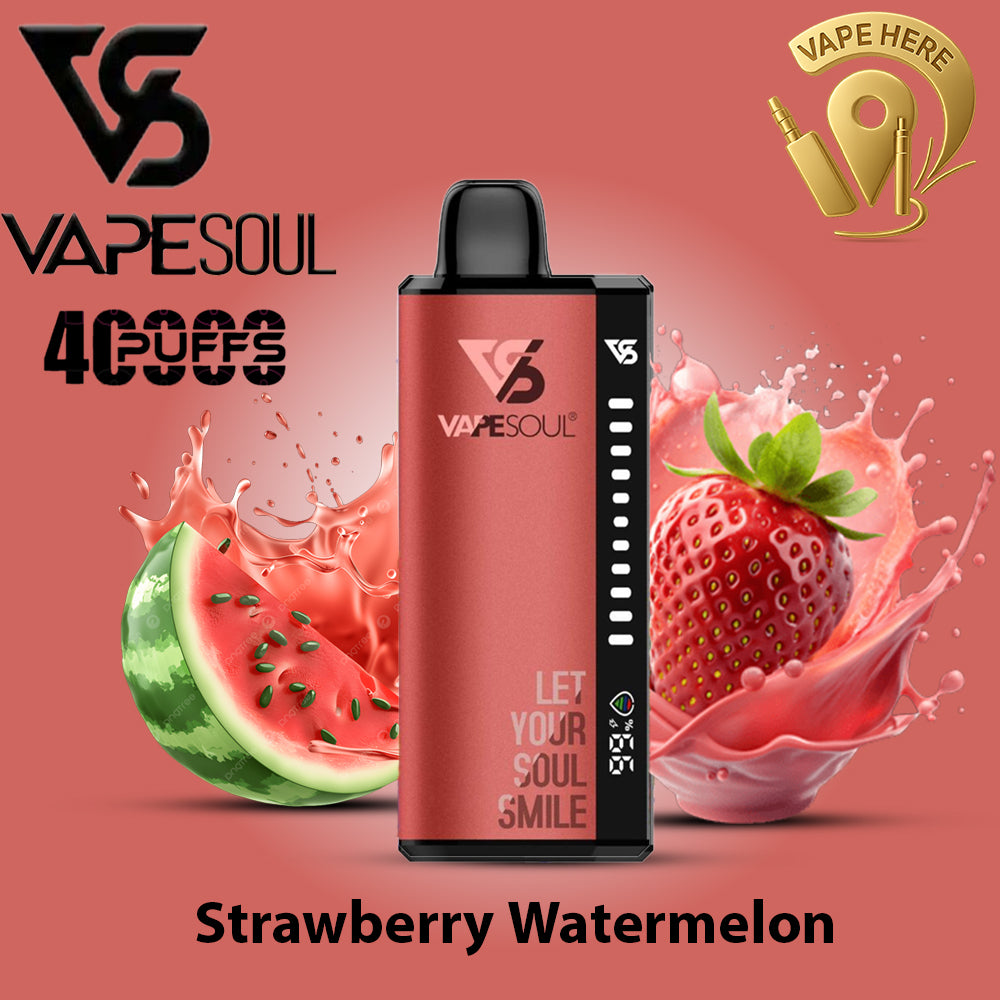 VAPESOUL 40K Puffs  20mg - Disposable Vape Strawberry Watermelon UAE Ajman 