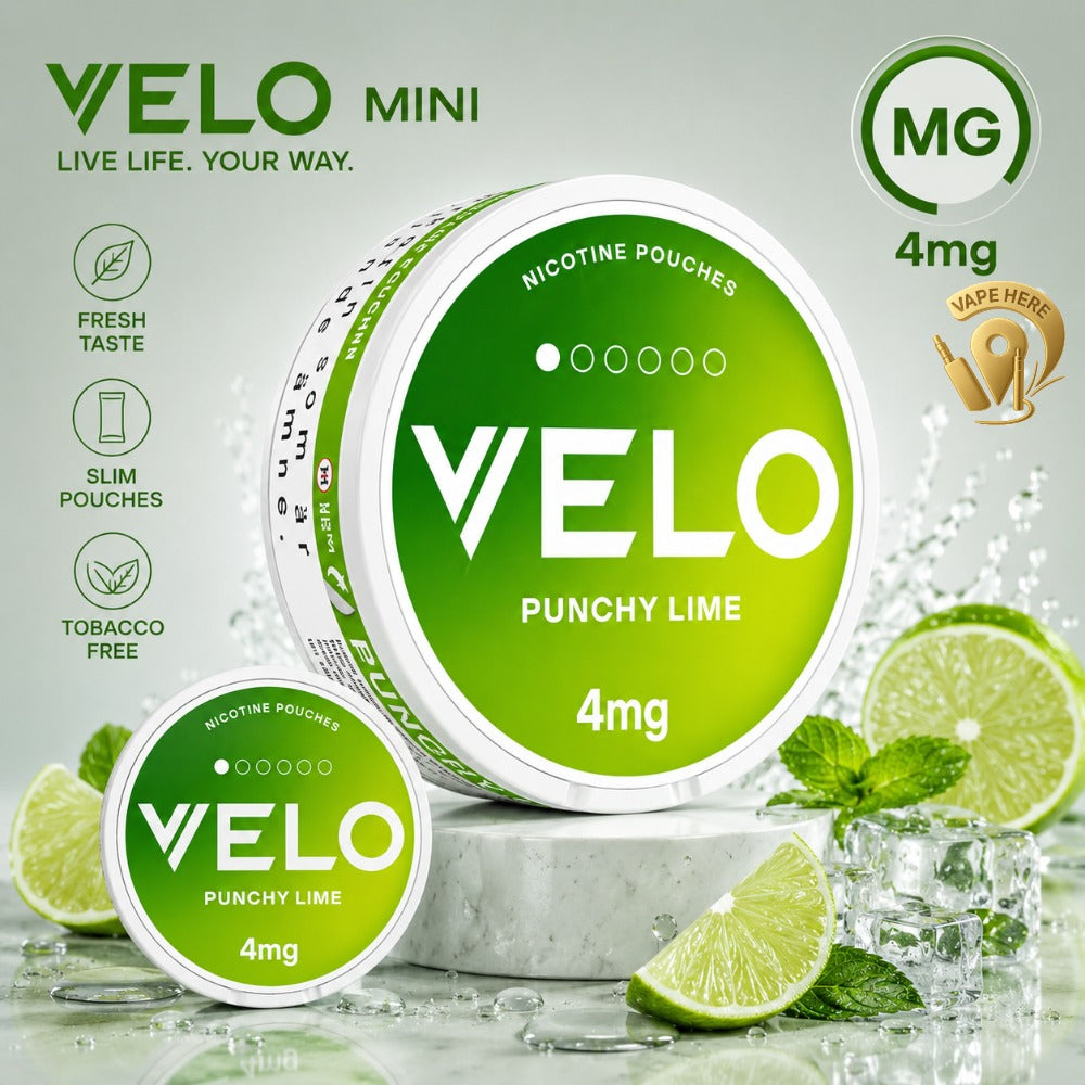 VELO Mini Nicotine Pouches - For New Users 4-8 mg Nicotine Strength Punchy Lime