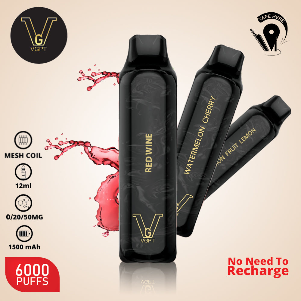 VGPT 6000 PUFFS (0mg, 20mg, 50mg) Disposable Vape Non-Rechargeable UAE Abu Dhabi
