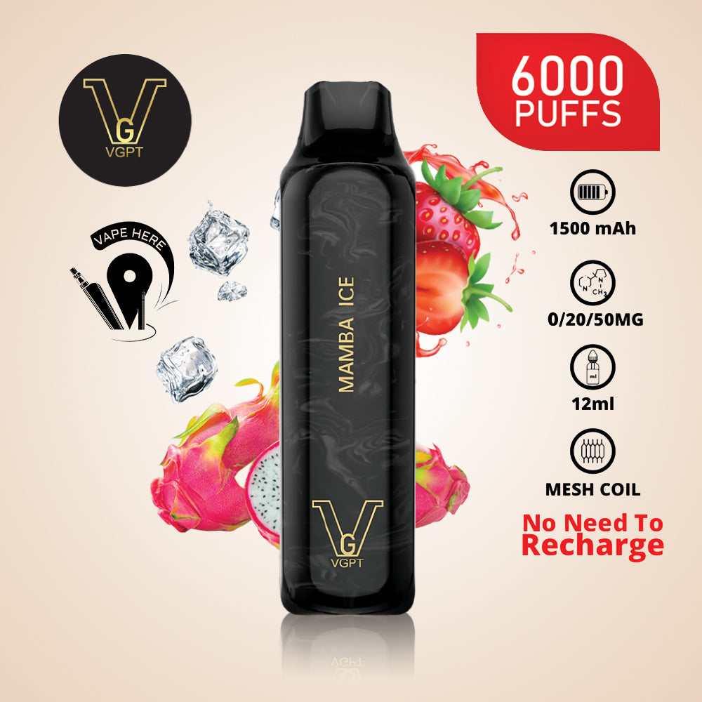 VGPT 6000 PUFFS (0mg, 20mg, 50mg) Disposable Vape Non-Rechargeable Mamba Ice UAE Ajman
